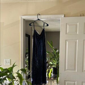 bebe Navy Sequin Dress